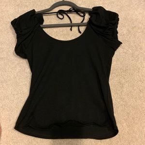 Free People puff sleeve tee with back neck tie